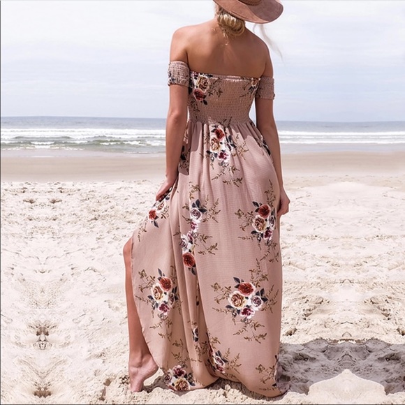 • Boho Floral Off Shoulder Maxi • - Picture 3 of 3